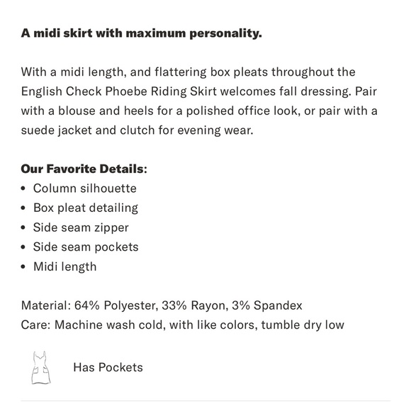 Tuckernuck English Check Phoebe Riding Skirt Size 8 - Picture 8 of 8